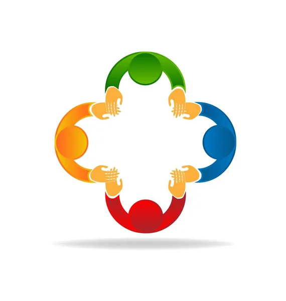 Логотип соціальних мереж командна робота тримає руки Векторна піктограма — стоковий вектор