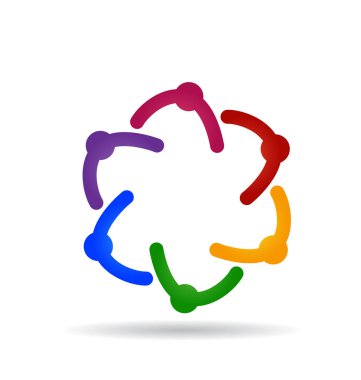 Ekip çalışması destek insanlar grubu, vektör logosu