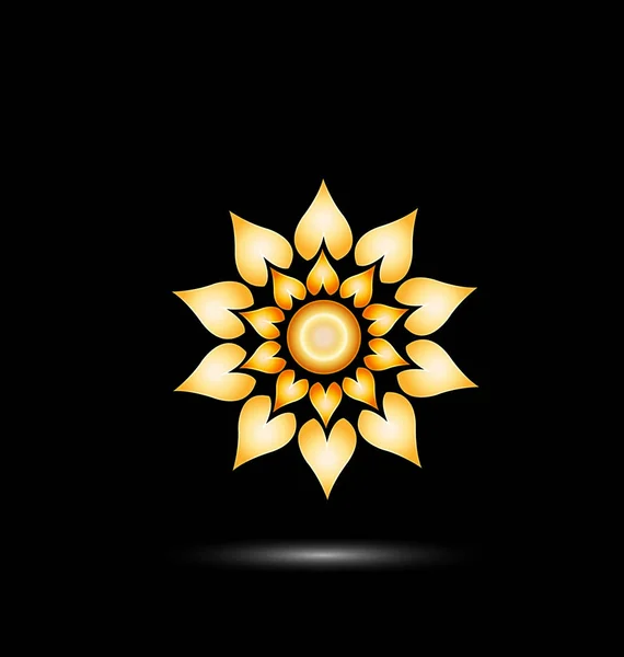 Altın parlak çiçek simgesi — Stok Vektör
