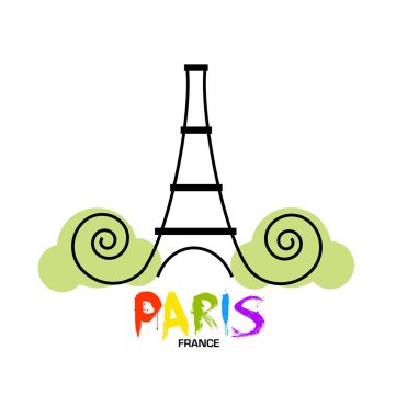 Paris Eyfel Kulesi, vektör logosu. Turistik, grafik illüstrasyon