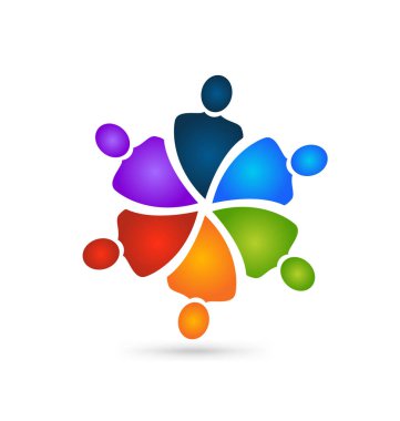 Ekip çalışması profesyonel iş adamları, renkli vektör logosu