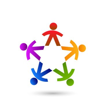 Çok renkli bir grup insan, ekip çalışması simgesi