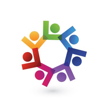 İş grup liderleri, insanlar takım çalışması, vektör logo simge