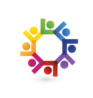 İş grup liderleri, insanlar takım çalışması, vektör logo şablonu