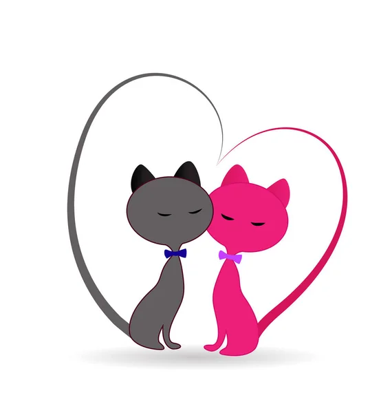 Chats Amoureux Icône Logo Vectoriel Conception Illustration Kitty — Image vectorielle