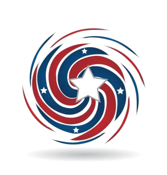 Αμερικανικό Εικονίδιο Για Ηπα Swirly Χρώμα Βουτιά Εικονογράφηση Σχεδιασμός Κύκλο — Διανυσματικό Αρχείο