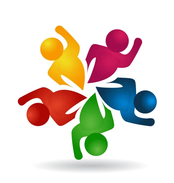 Teamwork groep van energieke mensen pictogram logo — Stockvector