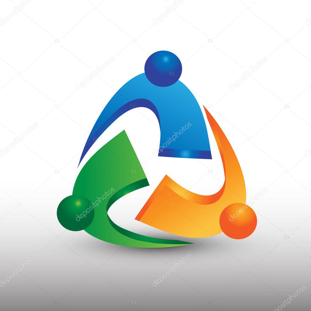 Abstract teamwork successful people vector logo design illustration
