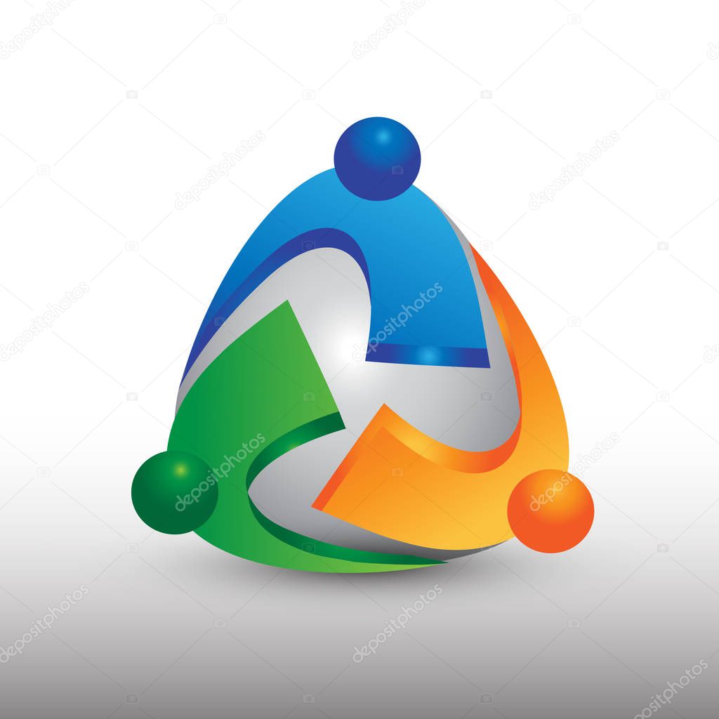 Abstract teamwork successful people vector logo design illustration