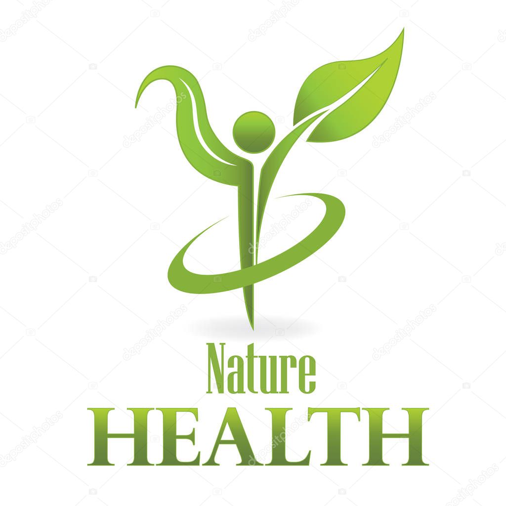 Health nature green leaf care, vector icon