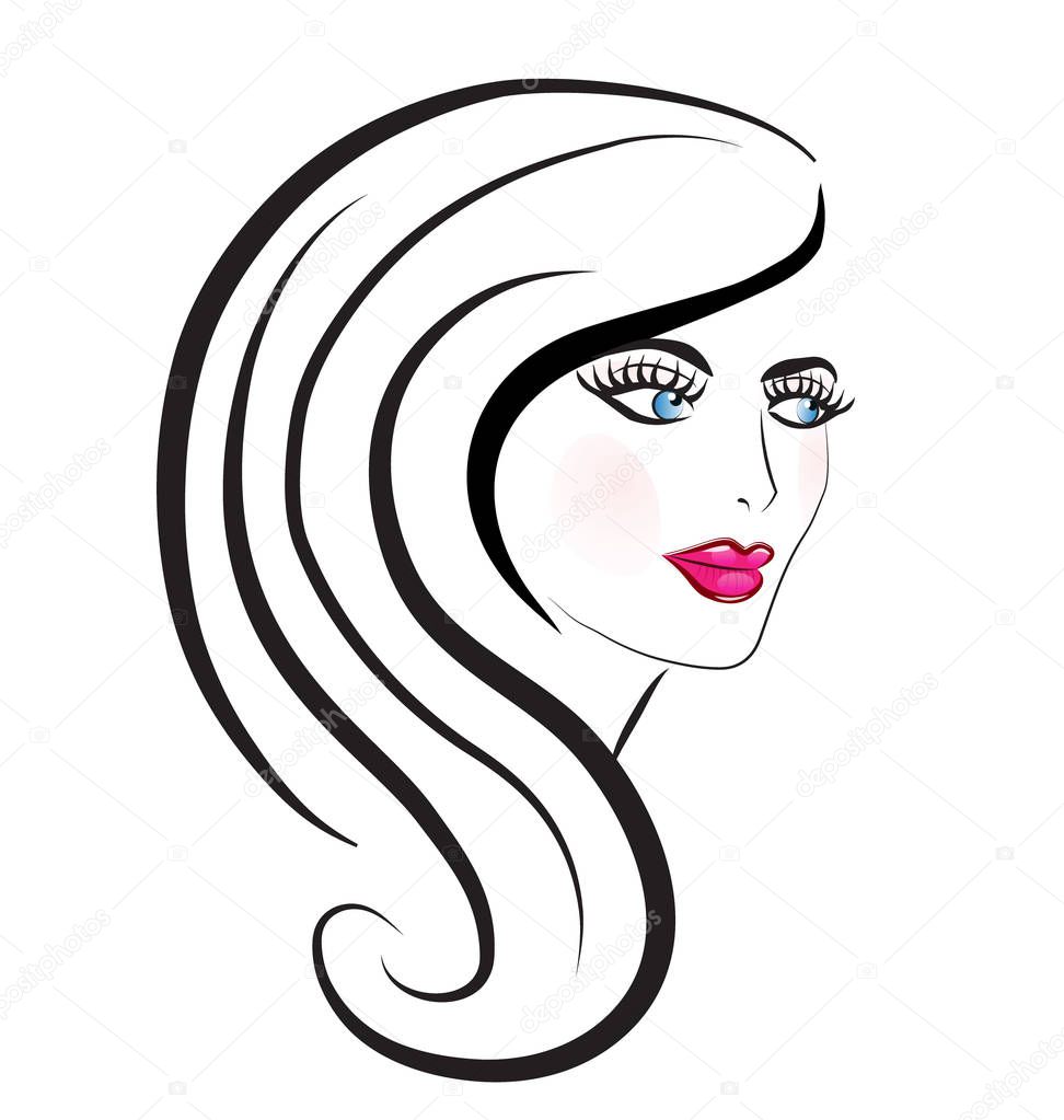 Beautiful woman hair salon vector design illustration