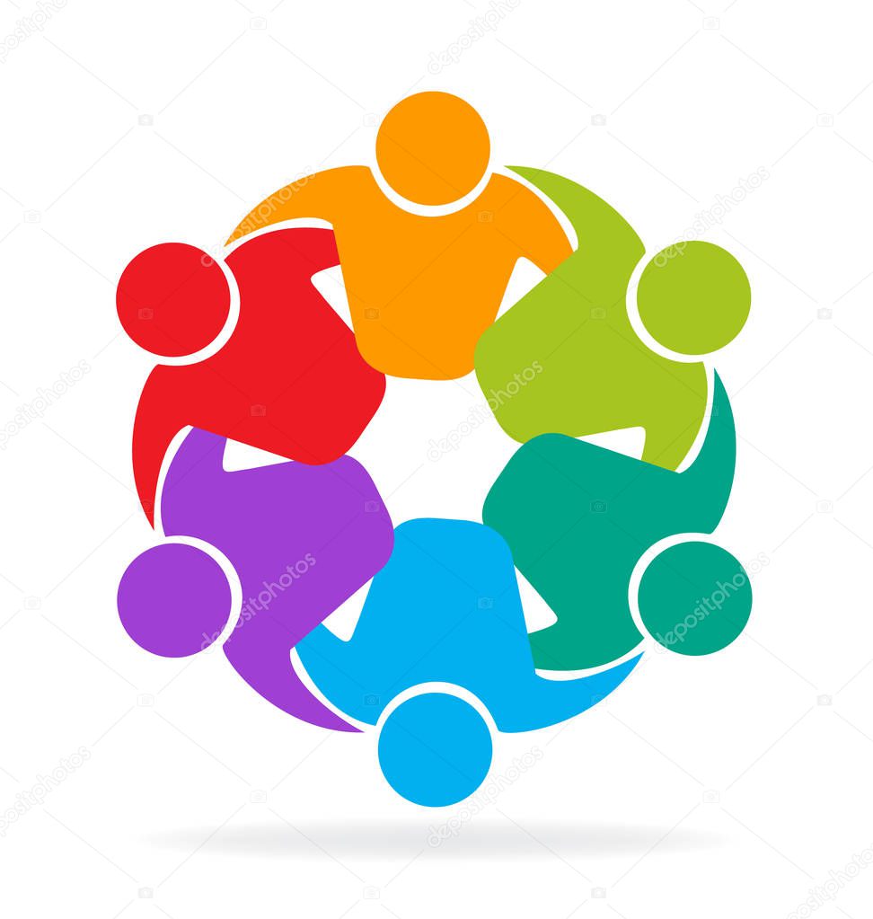 Teamwork strong people vector icon