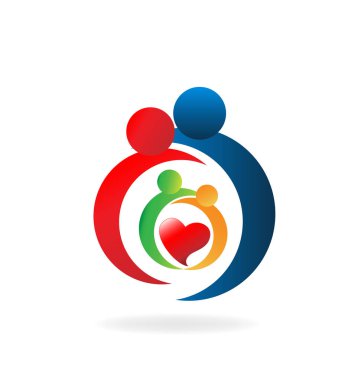 Aile insanlar kalp sevgi dolu simge vektör