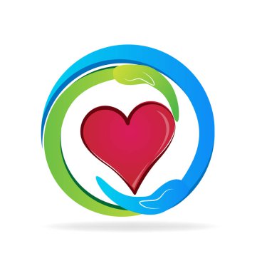 Şefkatli eller, kalp hediye simge vektör