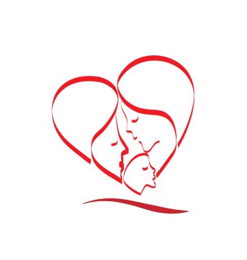 Kırmızı aile birlik, hat sanatı, vektör