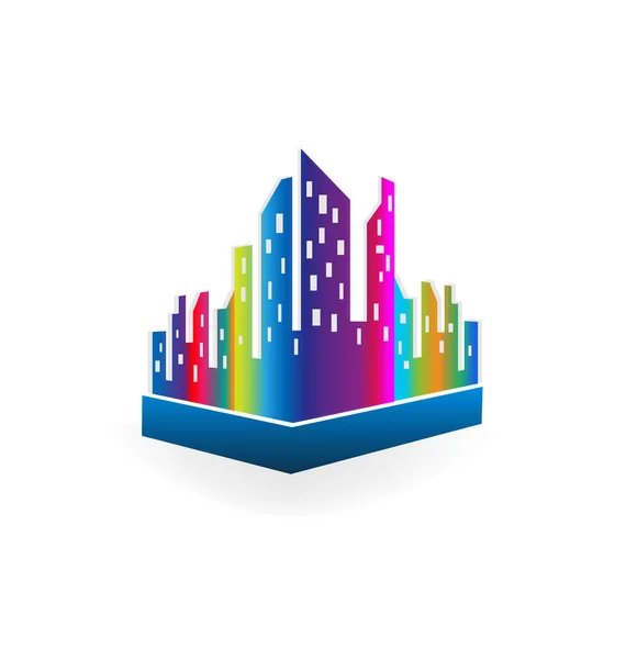 Bâtiments du centre-ville, vecteur multicolore — Image vectorielle