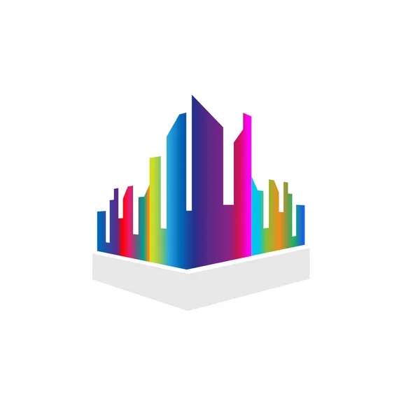 Bâtiments du centre-ville, vecteur multicolore — Image vectorielle