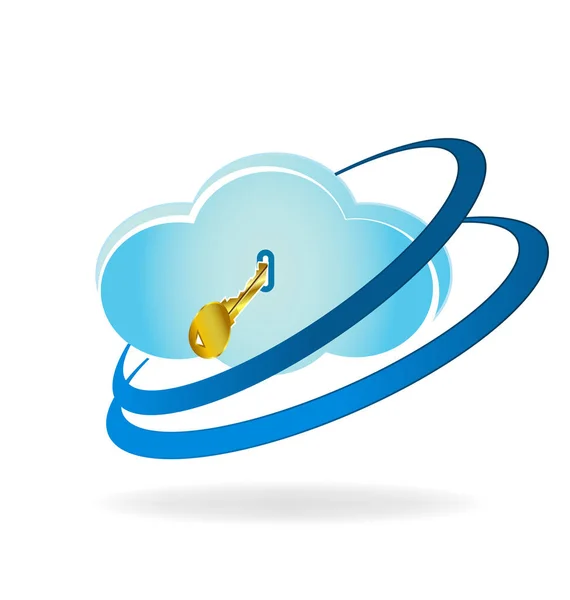 Cloud et logo vectoriel abstrait clé — Image vectorielle