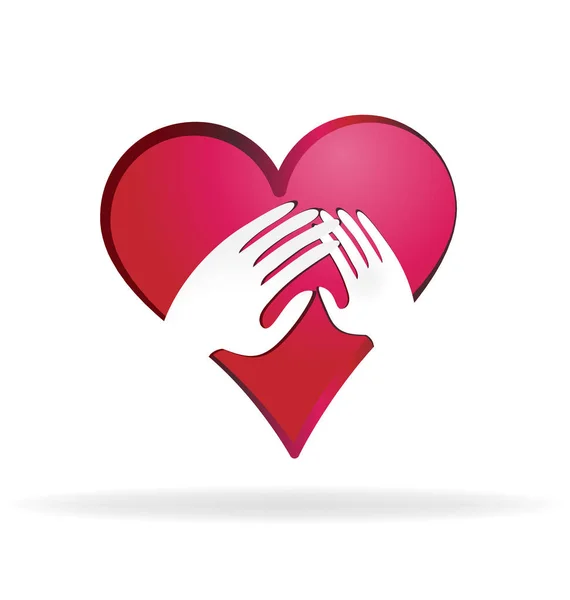Coração com mãos amorosas vetor — Vetor de Stock