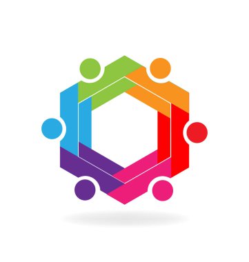 Takım çalışması iş altıgen sembol