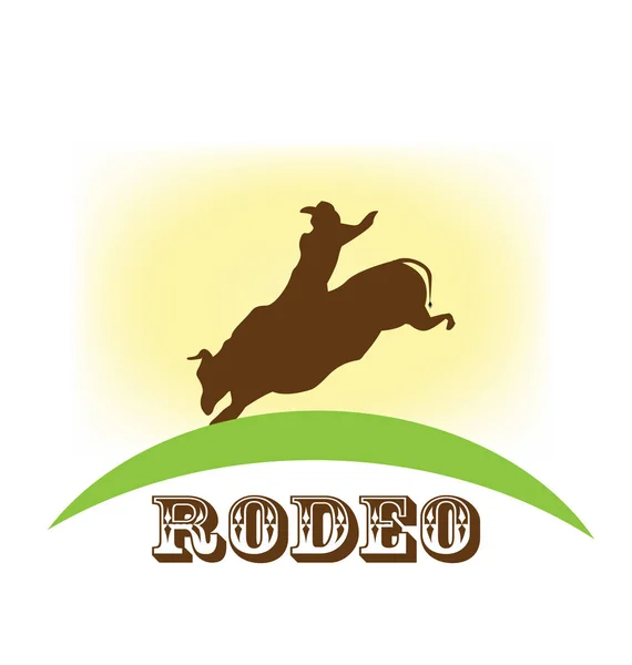 Rodeo show, bull, jazda konna, symbol wektor — Wektor stockowy