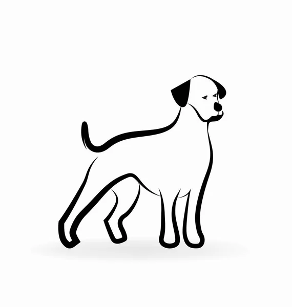 Loyal dog, line art, vector icon — Stock Vector