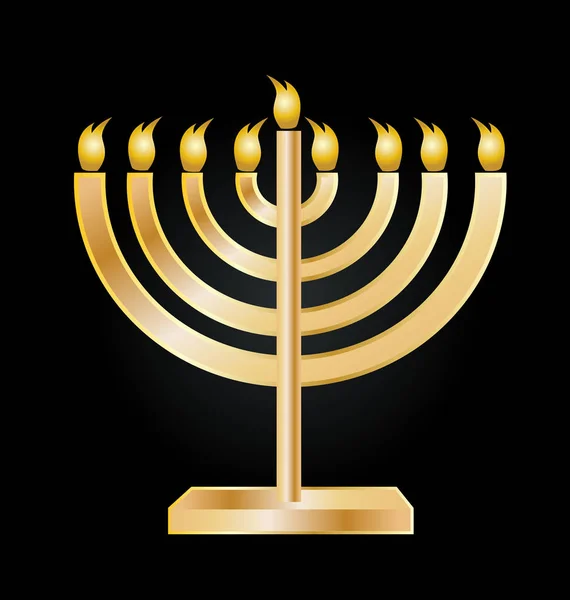 Hanukkah guld menorah ikonen vektor — Stock vektor