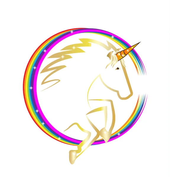 Ikon unicorn pelangi magis - Stok Vektor