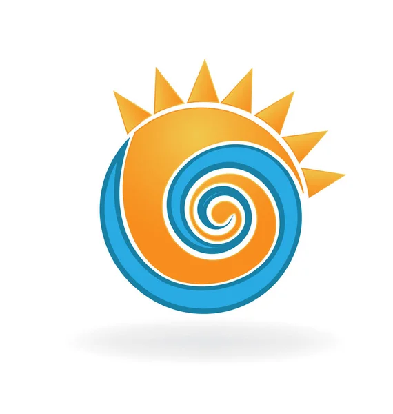 Wave and sun vacation icon — Stock Vector