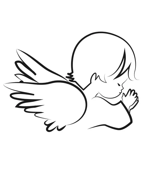 Praying angel child, believe icon vector — Stock Vector
