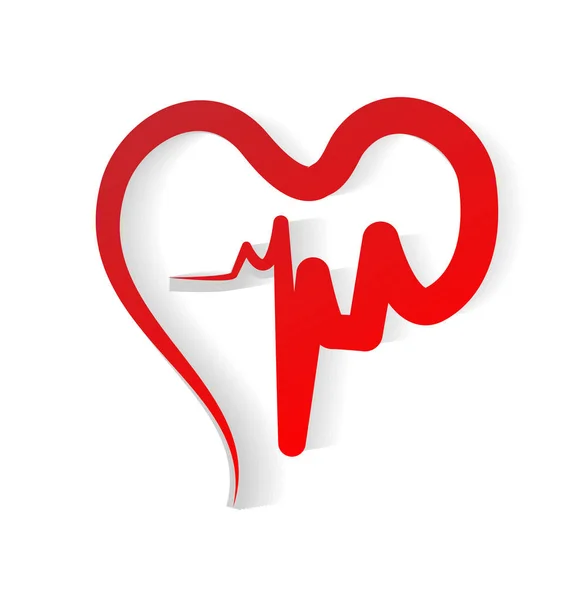 Червоне серце Кардіограма Love Векторна — стоковий вектор