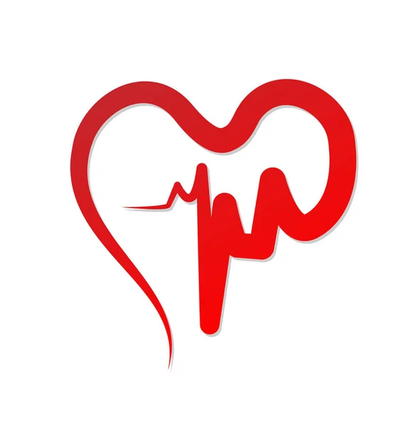 Red Heart Cardiogram of Love Vector — Stock Vector