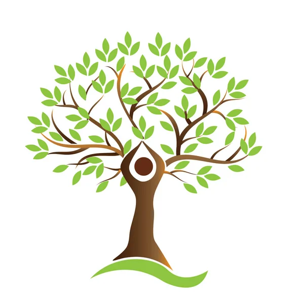 Vida sana árbol humano símbolo vector — Vector de stock