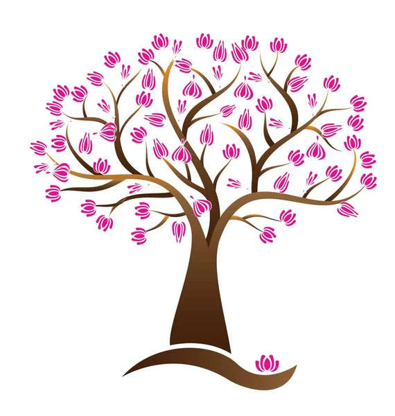 Kiraz lotus çiçeği ağaç vektör logo resmi