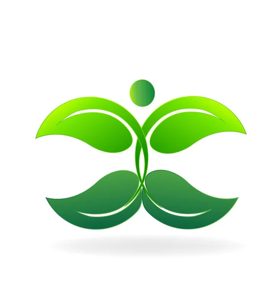 Green organic leafs icon vector — Stock Vector