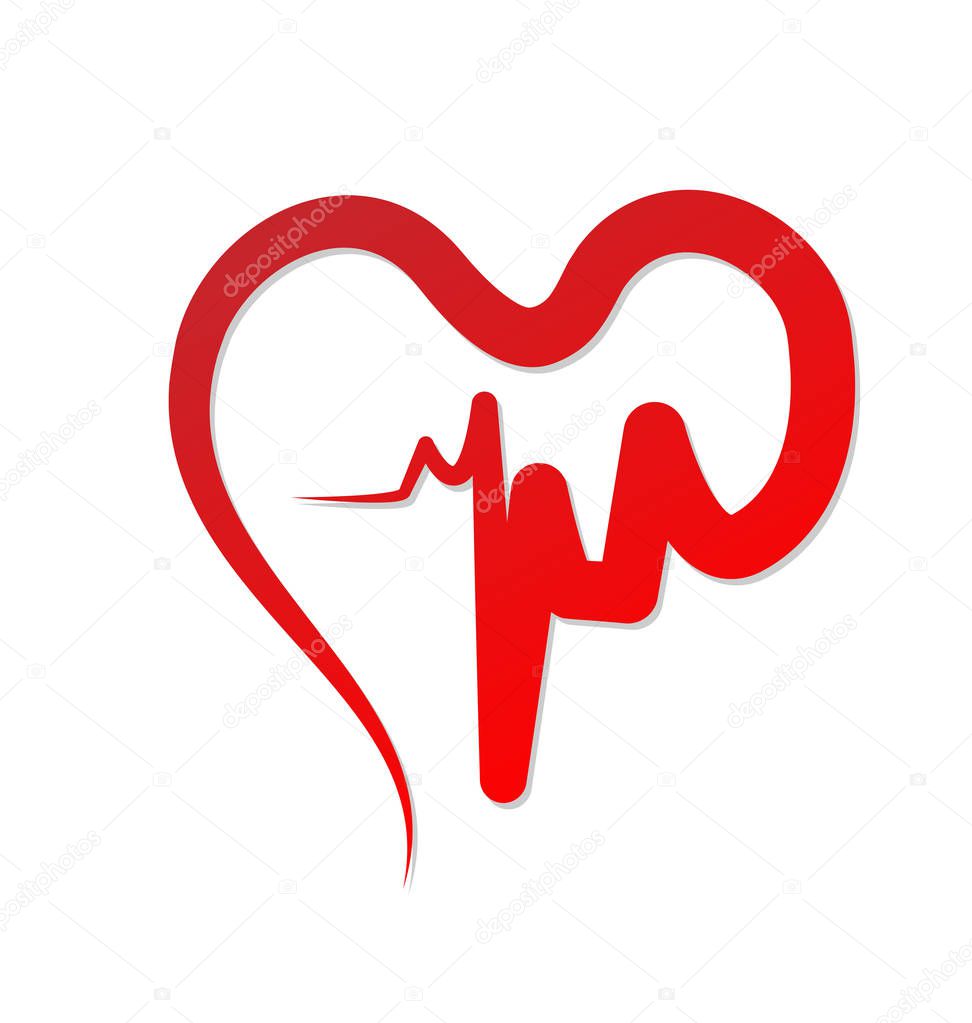 Red Heart Cardiogram of Love Vector