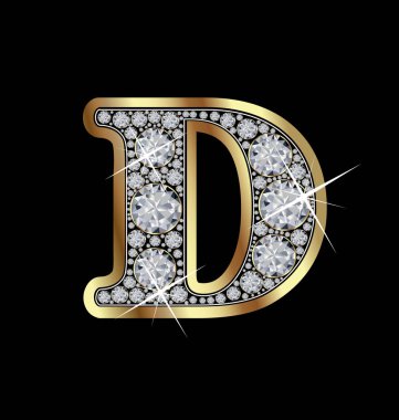 Harf D with diamonds vektör