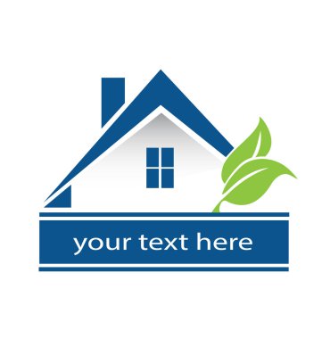 Mavi Ev ile vektör logo yapraklar
