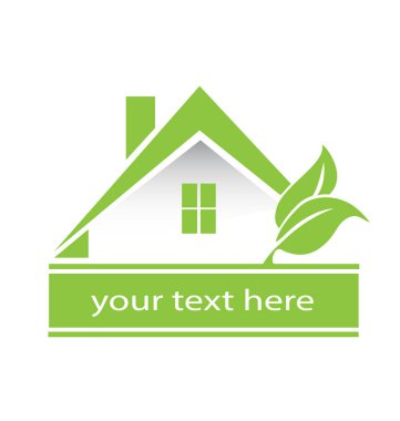 Logo açık yeşil ev ve yapraklar