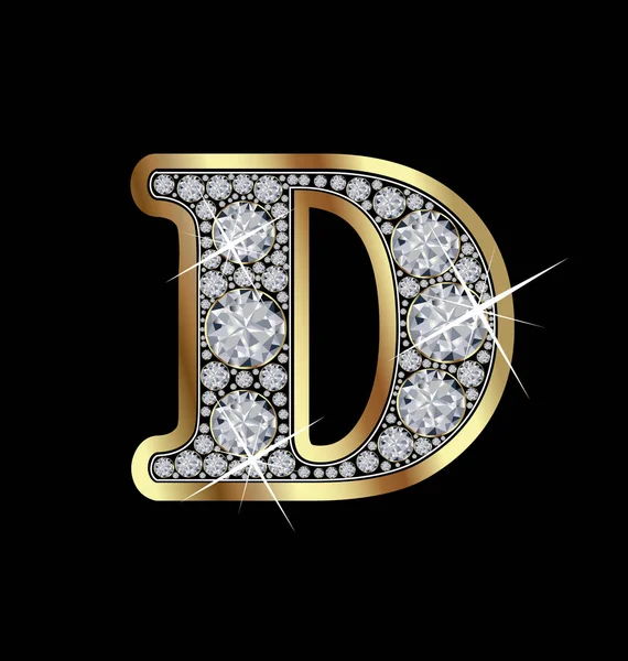 Harf D with diamonds vektör