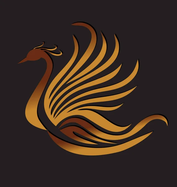 Phoenix pássaro logotipo vetor pena — Vetor de Stock