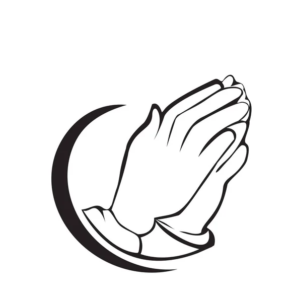 Hopeful praying hands icon symbol — Stock Vector