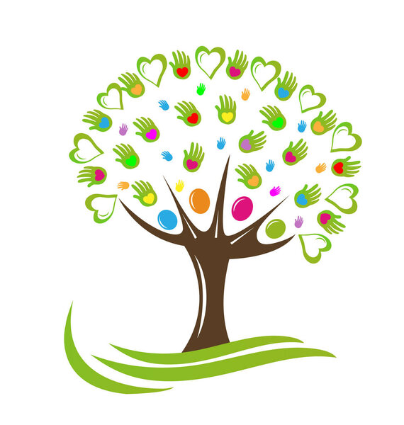 Логотип дерева и руки
