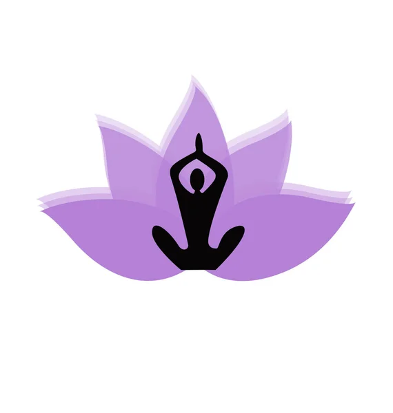 Lotus bloem en yoga silhouet vector pictogram — Stockvector