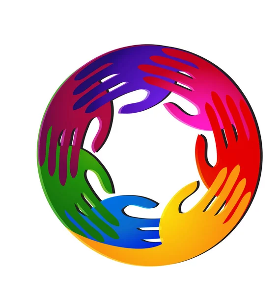United hands groupe équipe vecteur logo — Image vectorielle