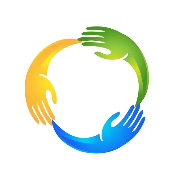 Vektor - Hände in einem kreisförmigen Logo — Stockvektor