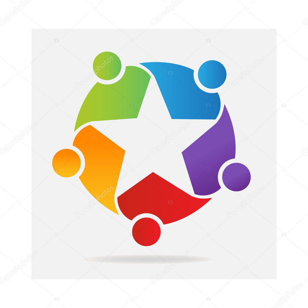 Star shape teamwork people vector logo