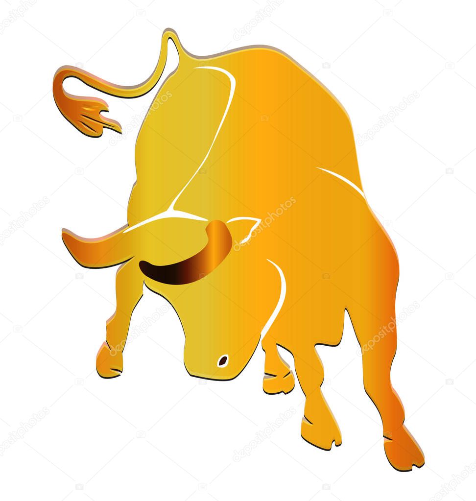 Gold bull vector symbol