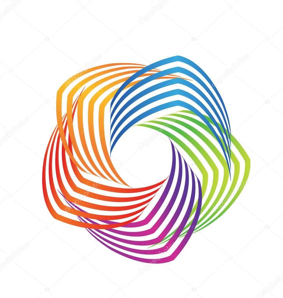 Rainbow swirly abstract icon logo design illustration