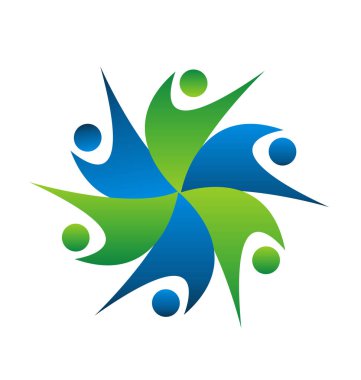 Ekip çalışması swoosh desen iş insanlar logosu